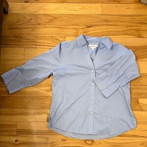 Foxcroft NYC Non Iron Stretch Light Blue Dress Shirt (large) 3/4 sleeve